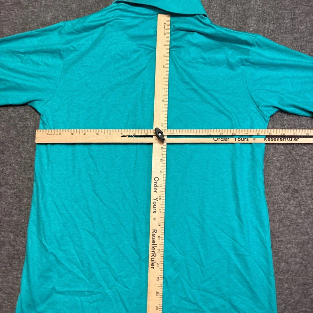 Tournament by Arrow Polo Shirt Mens Medium Teal‎ Short Sleeve Pocket Vintage